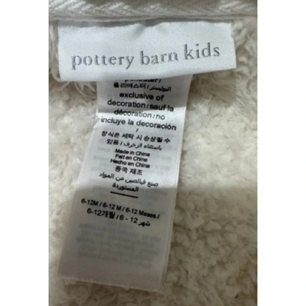 Pottery Barn Kids Ivory Reindeer Sherpa One-Piece Fleece SZ 6-12mo Holiday Cozy